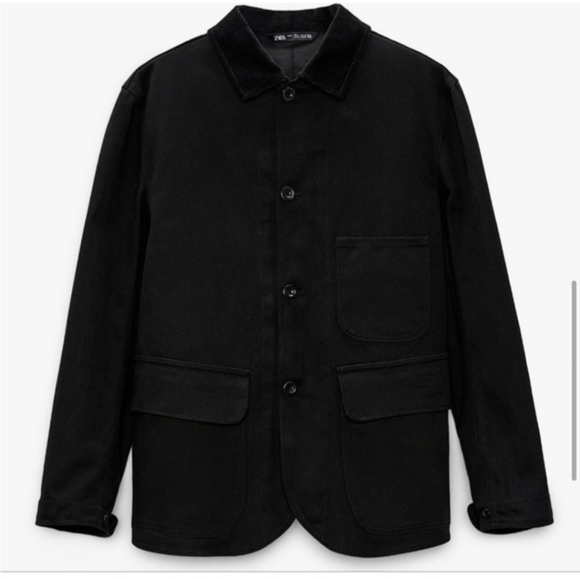 Zara Utility Contrast cotton and corduroy jacket Sz.XL Black - Picture 2 of 10
